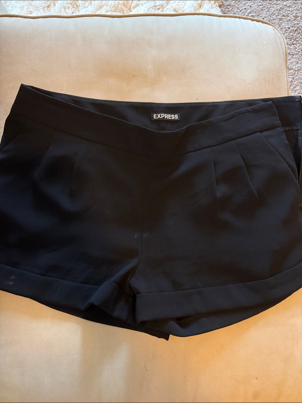 Express Women's High-Waist Black Pleated Shorts